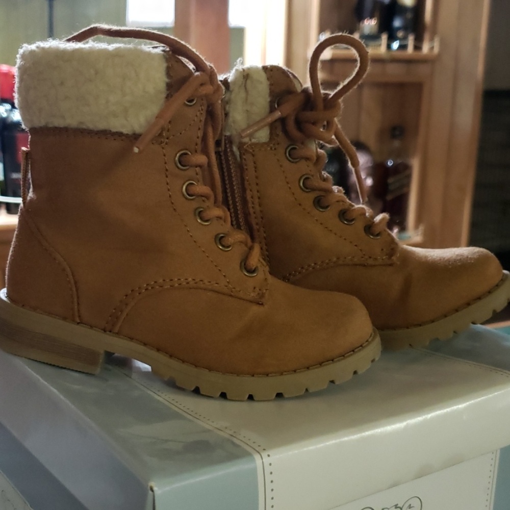 Toddler girl brown combat boots
